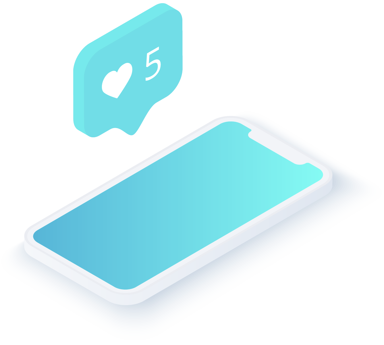 Smartphone displaying a notification with five likes, symbolizing social media engagement and the potential for revenue generation through effective advertising strategies.