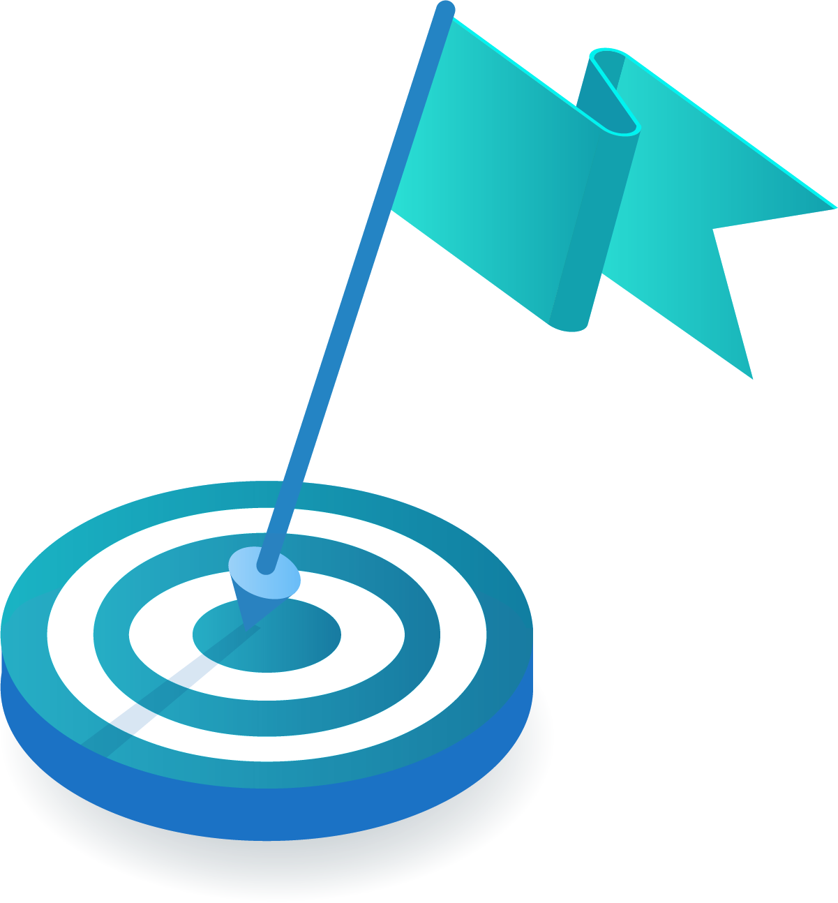 Target with flag on bullseye symbolizing precision in visual storytelling and marketing strategy by Hagadone Media and Quicksilver Studios.