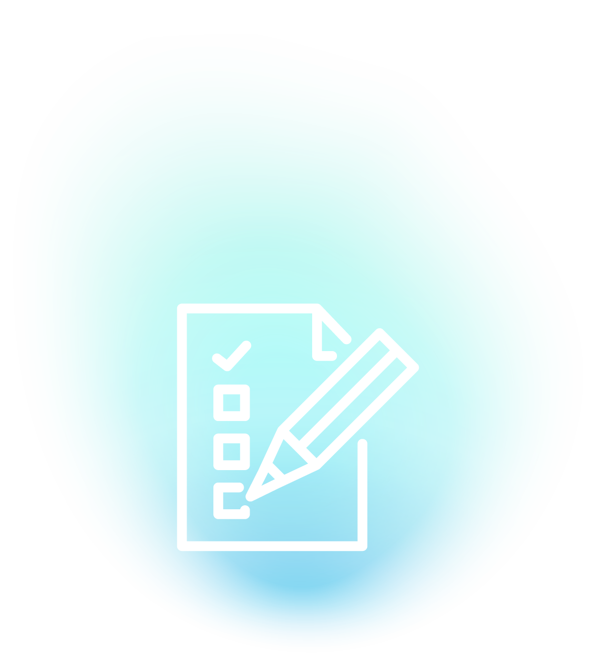 Checklist with pencil icon on a gradient background, symbolizing media buying strategy and campaign planning for Hagadone Media Group's advertising services.