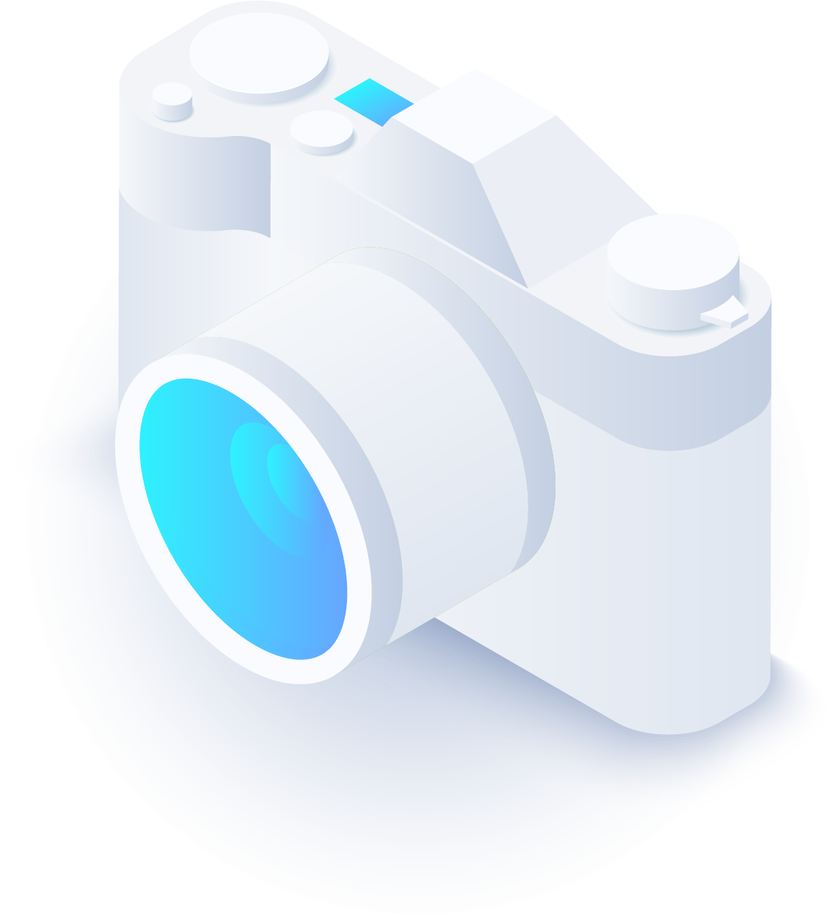 Camera illustration representing professional photography services offered by Hagadone Media Group and Quicksilver Studios for impactful visual storytelling.