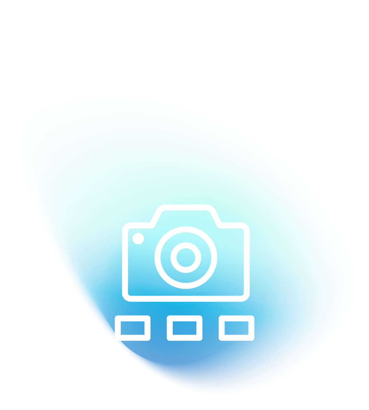 Icon representing photography services, featuring a camera symbol on a gradient background, emphasizing visual storytelling and brand enhancement by Hagadone Media Group and Quicksilver Studios.