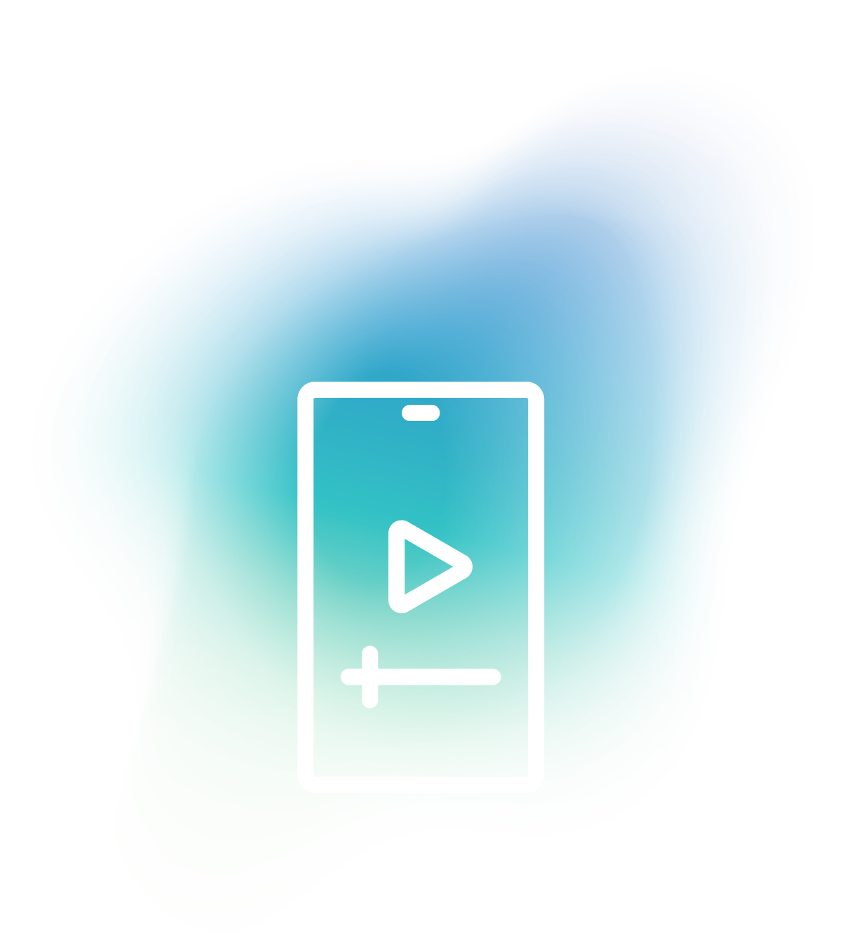 Smartphone icon with play button and volume control, representing social media video and short-form content for marketing strategies by Hagadone Media Group and Quicksilver Studios.