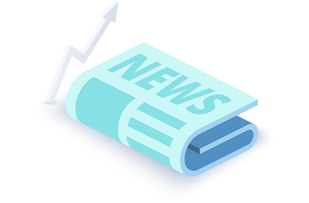 Illustration of a rolled newspaper with "NEWS" text and an upward trending arrow, symbolizing the effectiveness of print advertising in enhancing brand visibility and engagement.