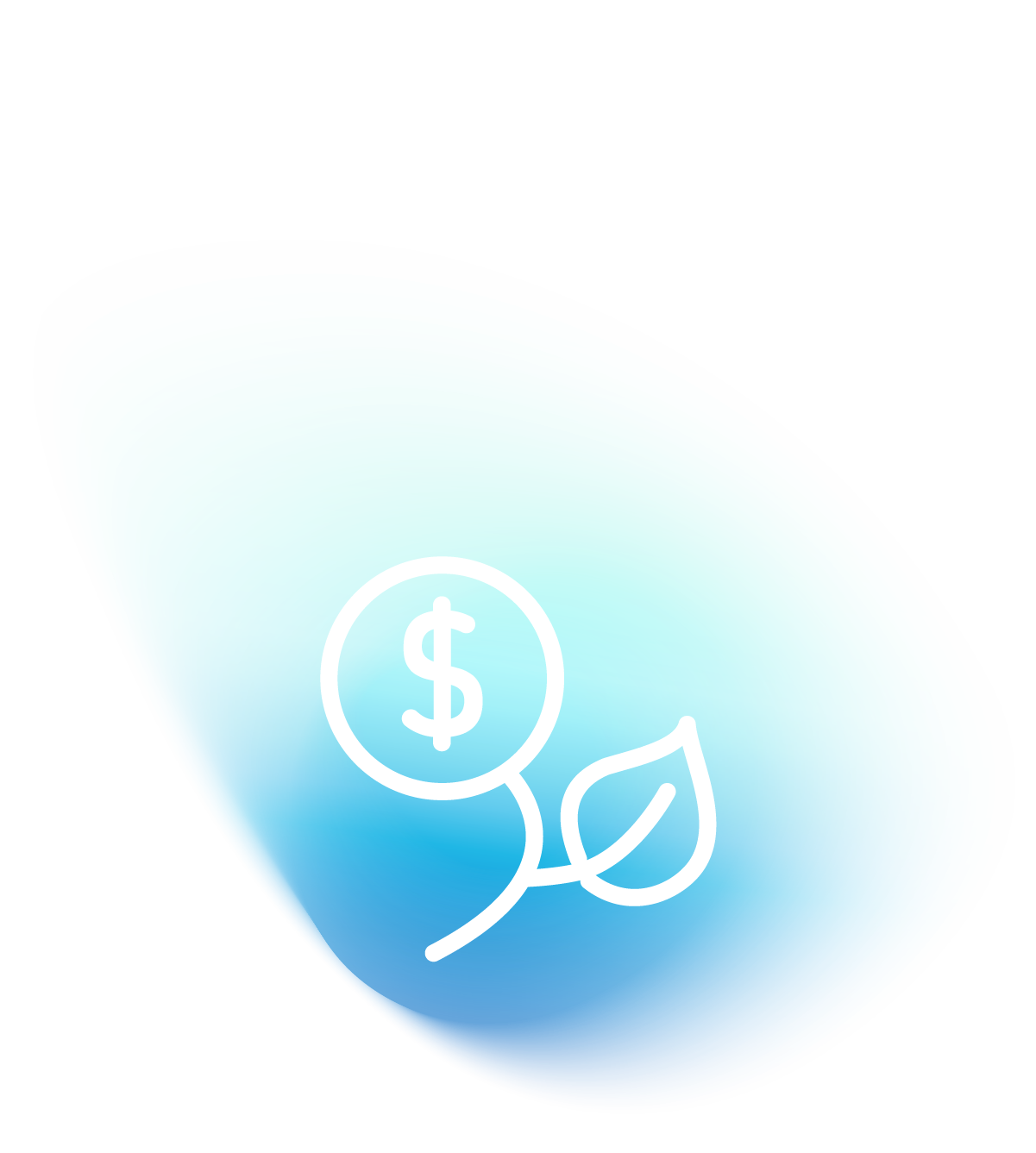 Graphic featuring a dollar sign and leaf symbolizing affordable, eco-friendly ticketing solutions for events, reflecting low fees and high value in event management.