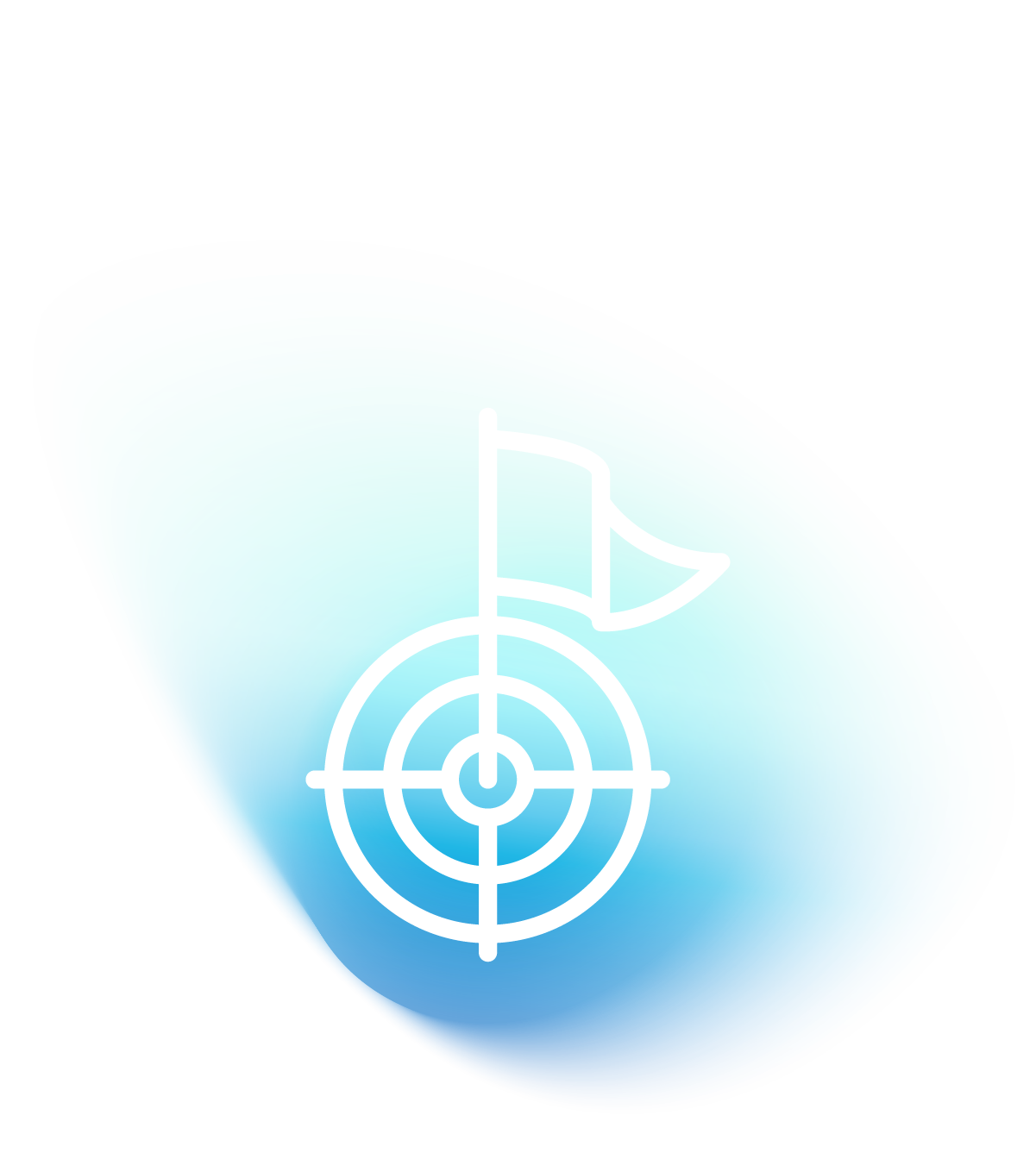 Targeting symbol with a flag on a circular target, representing precise recruitment strategies and targeted outreach for job promotion campaigns.